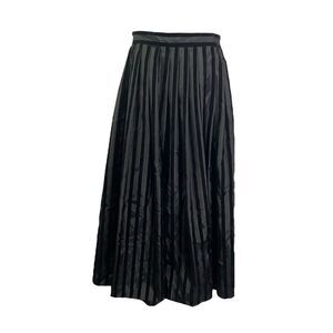Vintage Farinae Black Striped Velvet Maxi Skirt Size 10